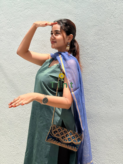 Sage green Kanchi Cotton with Kota Dupatta