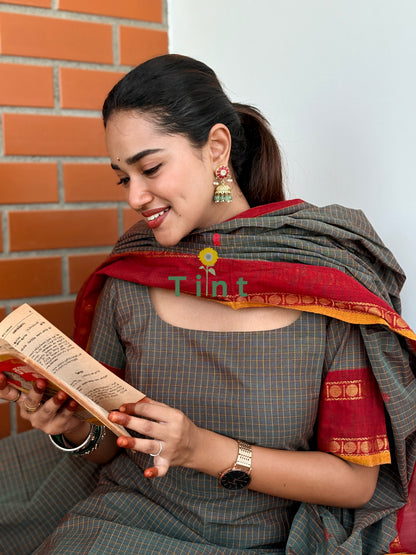 Cement red Kanchi Cotton Kurta