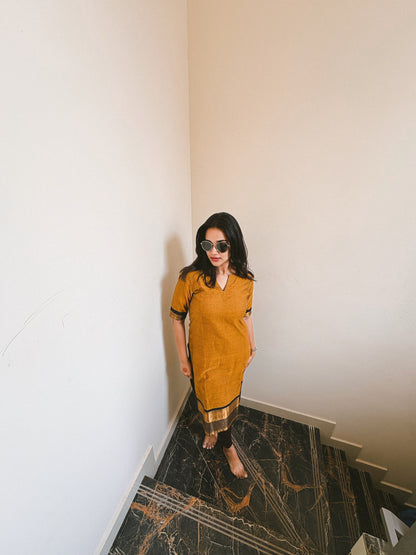 Mustard Kanchi Cotton Kurta