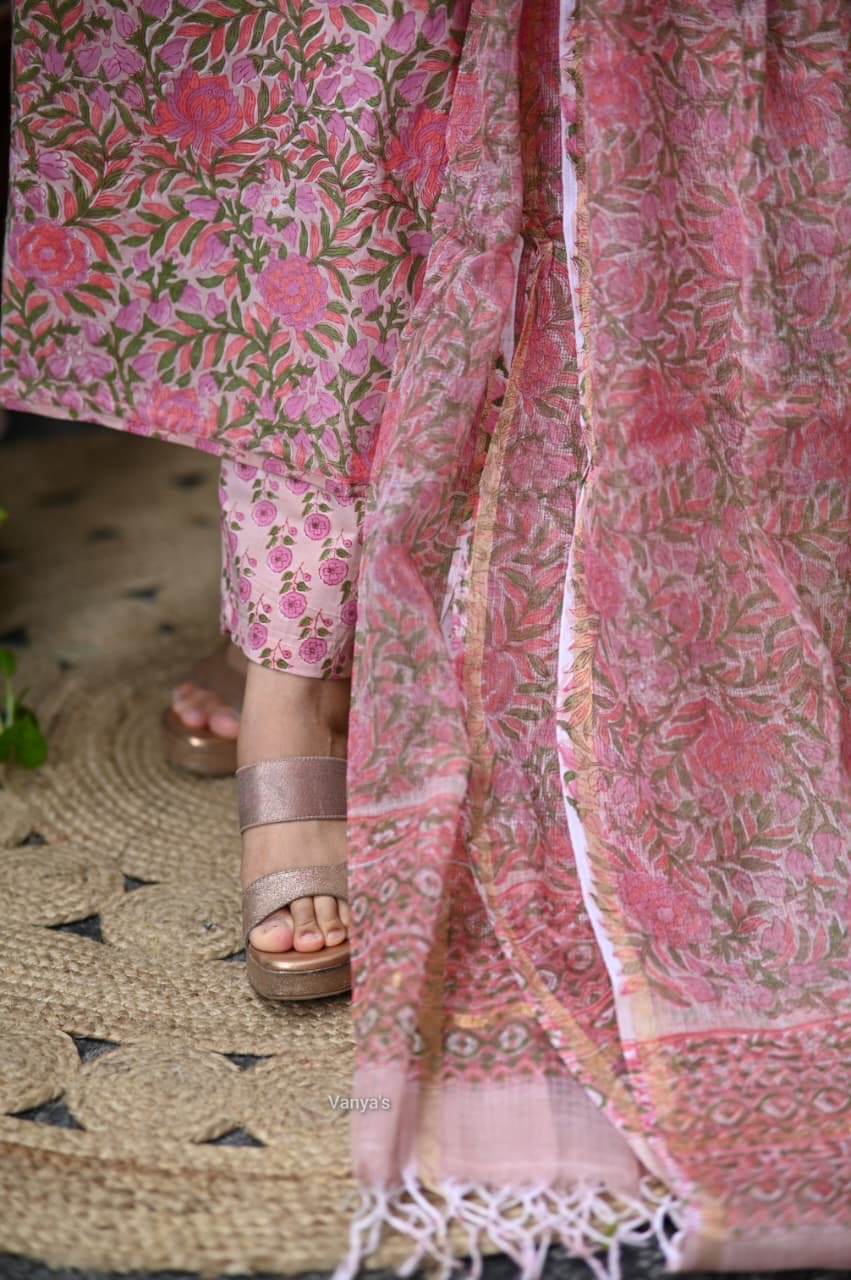 Blush handblock cotton Suit Set