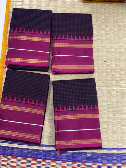 Black Grape Kanchi Cotton with Kota Dupatta
