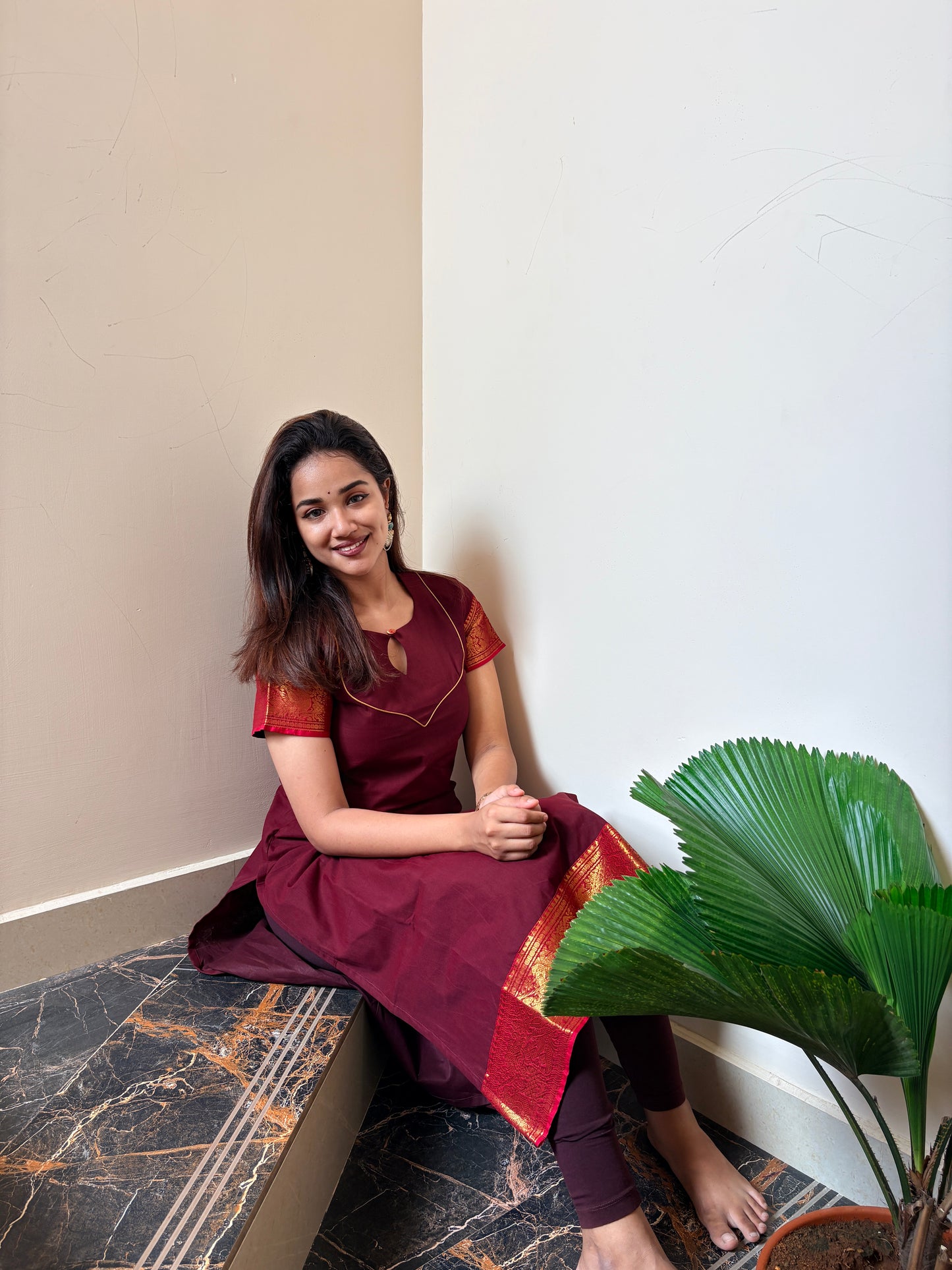 Coffee Bean Kanchi Cotton Kurta