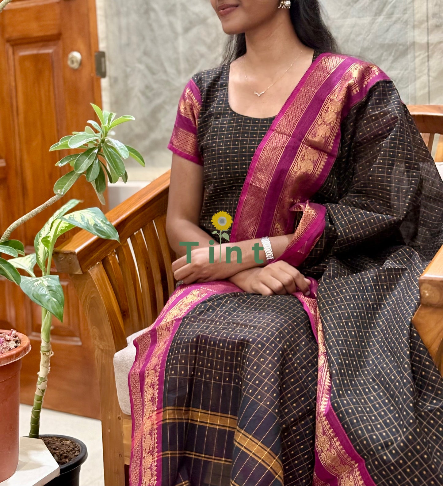 Black Cotton Kurta dupatta