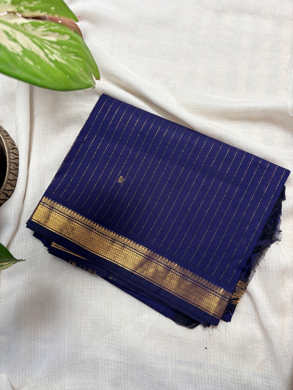 Navy blue Unstitched Kanchi cotton set (2-piece)