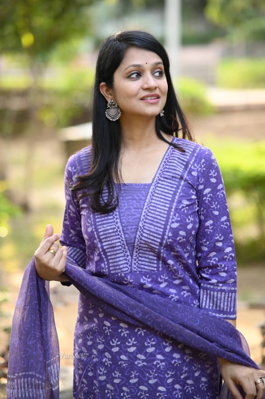 Violet cotton Suit Set