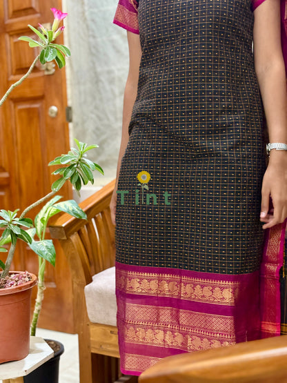 Black Cotton Kurta dupatta