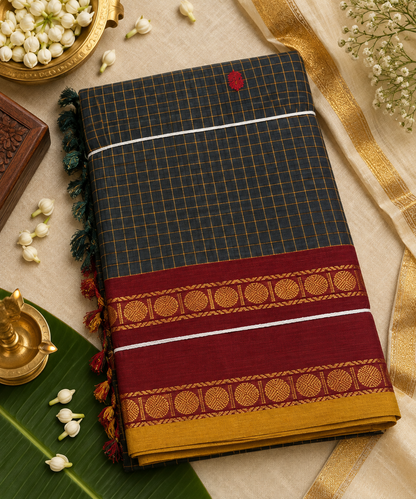 Cement red  Unstitched Kanchi cotton set (2-piece)