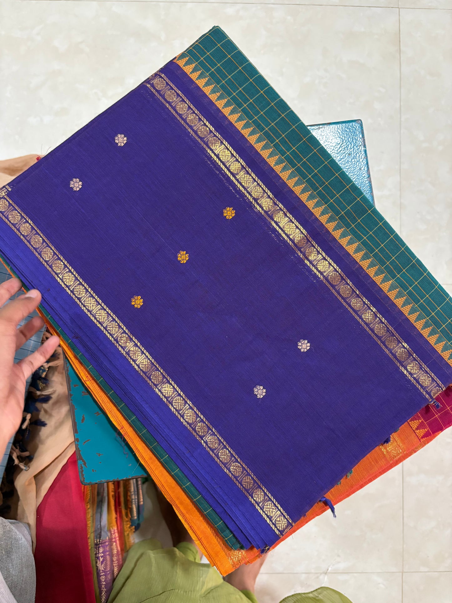 Blue kattam  Cotton Kurta dupatta