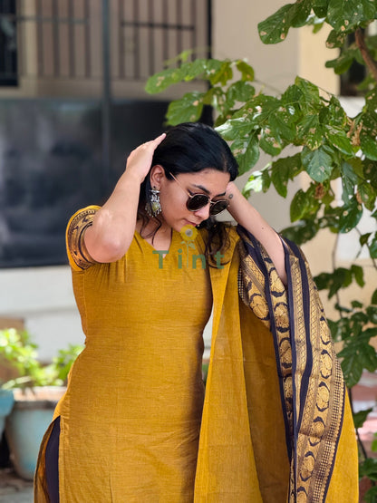 Turmeric Kanchi Cotton Kurta dupatta