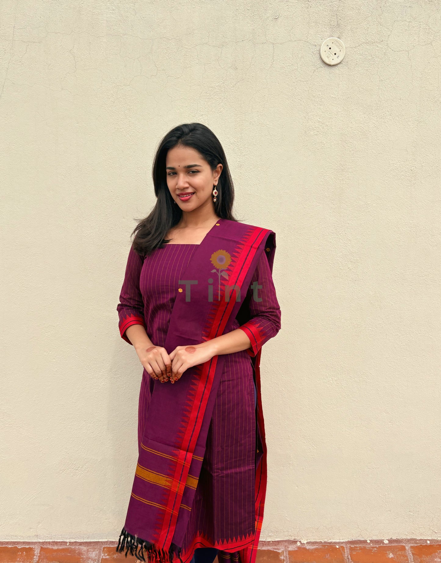 Sugarcane Purple Cotton Kurta dupatta