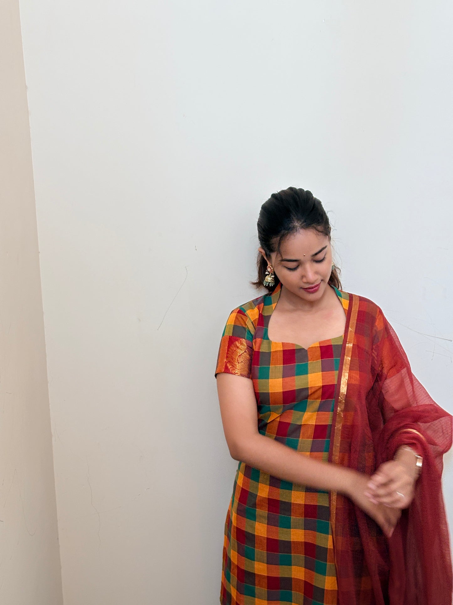 Mango Pickle kurta and Kota dupatta