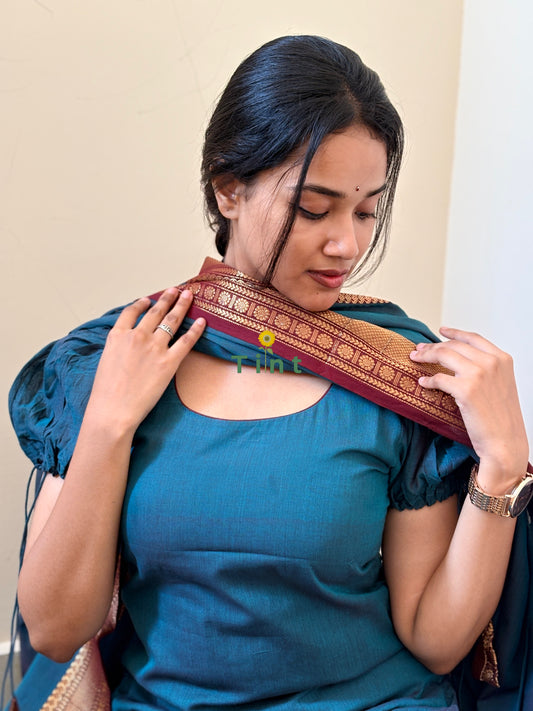 Rain Blue Kanchi Cotton kurta dupatta