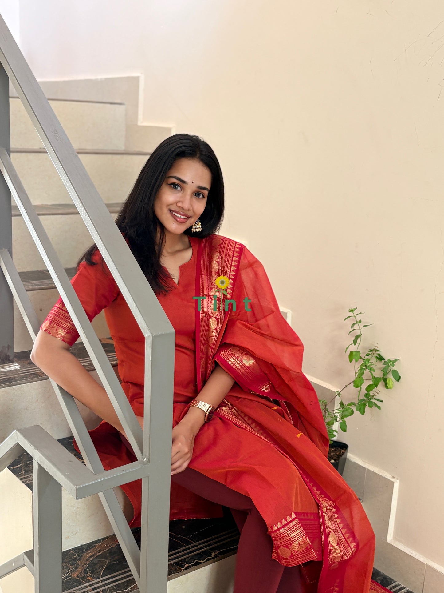 Pomegranate Pop Kanchi cotton kurta dupatta