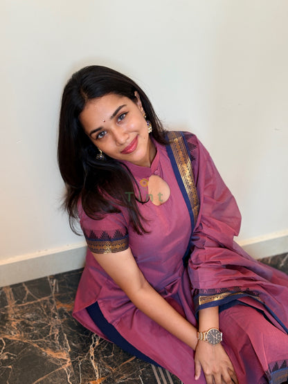 Nannari Pink Cotton kurta dupatta