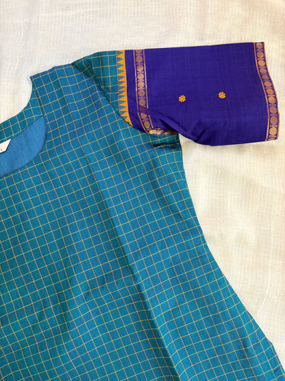 Blue kattam  Cotton Kurta dupatta