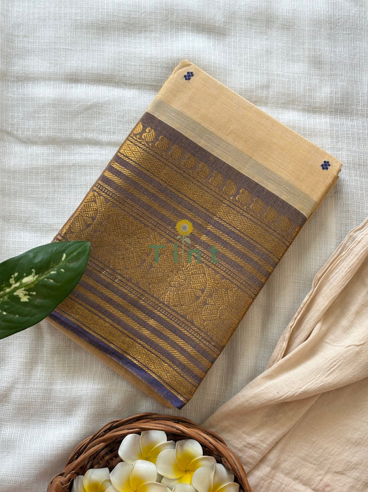 Vintage Cream Kanchi cotton saree