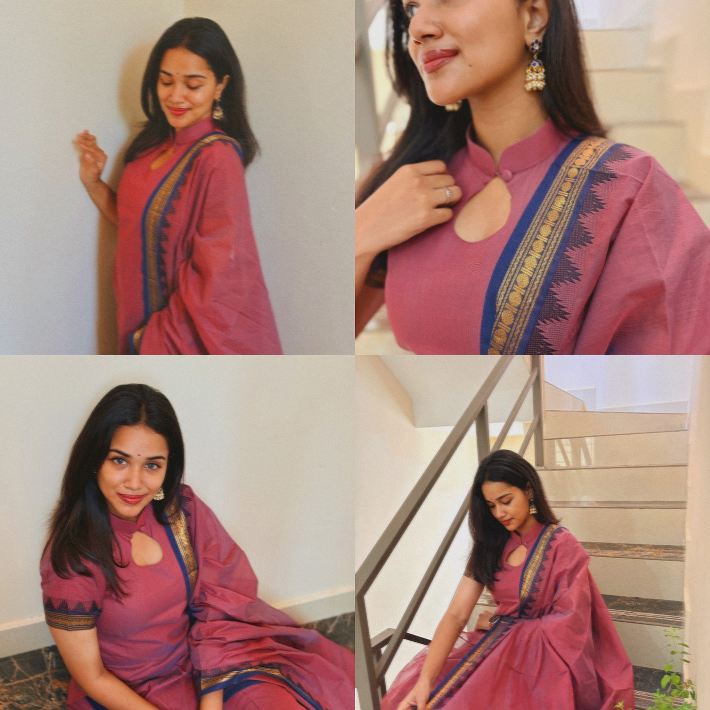 Nannari Pink Cotton kurta dupatta