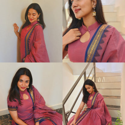 Nannari Pink Cotton kurta dupatta