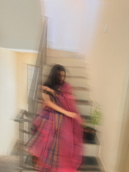 Nannari Pink Cotton kurta dupatta