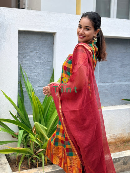 Mango Pickle kurta and Kota dupatta