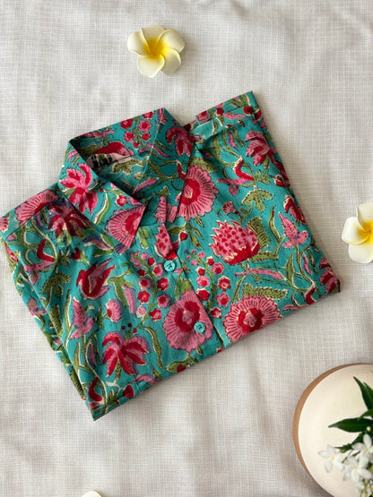 Teal Rosetta Shirt
