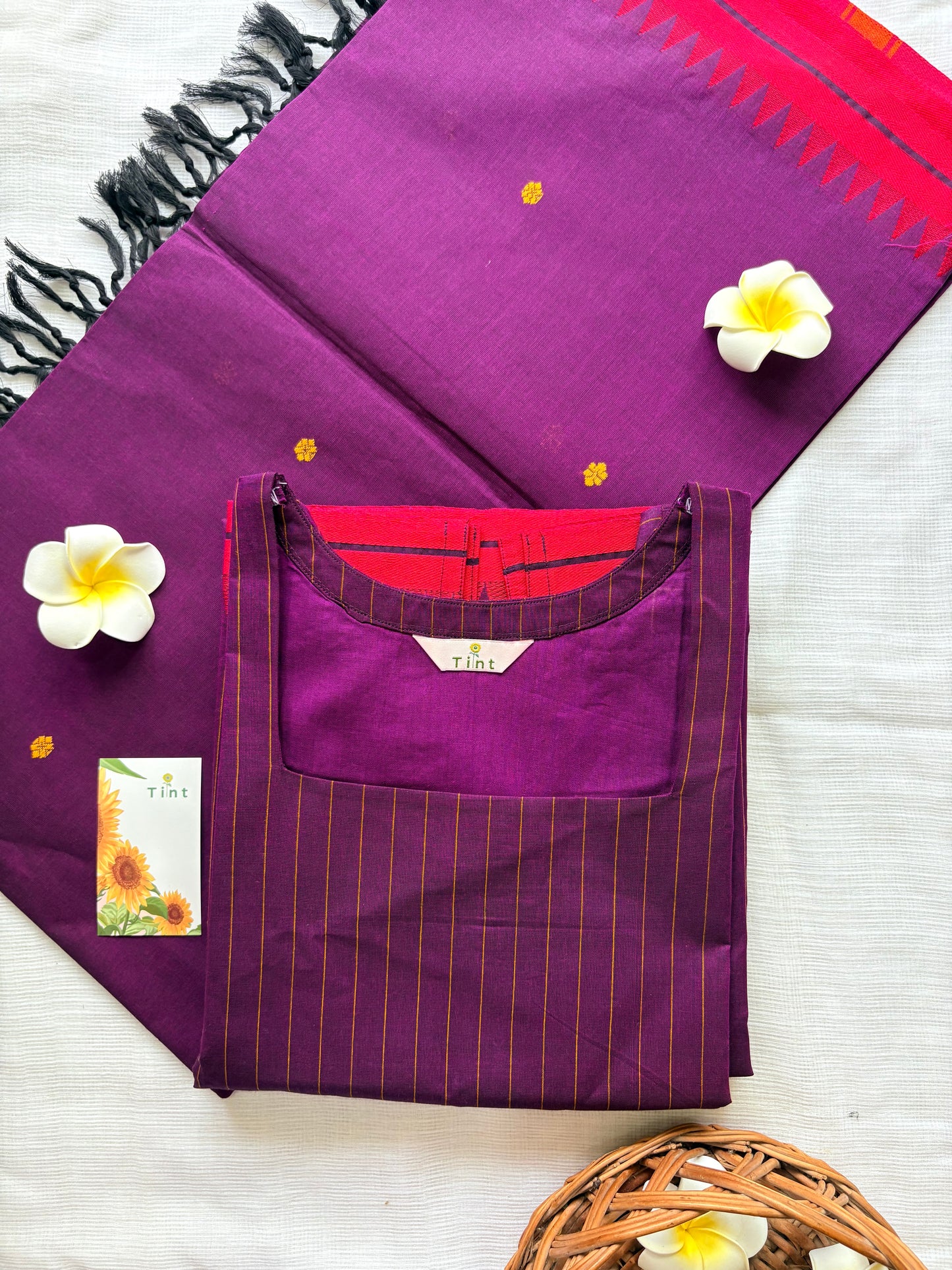 Sugarcane Purple Cotton Kurta dupatta
