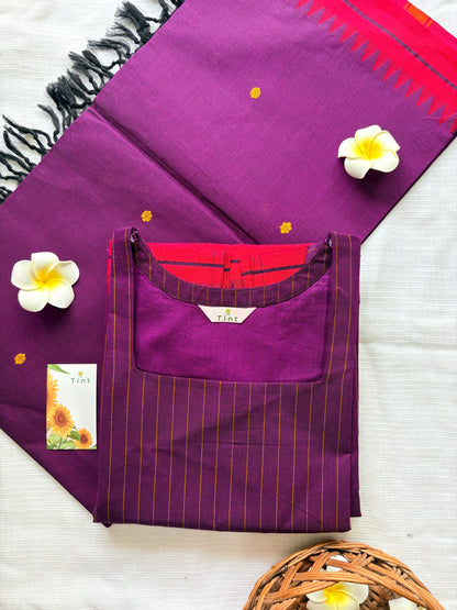 Sugarcane Purple Cotton Kurta dupatta