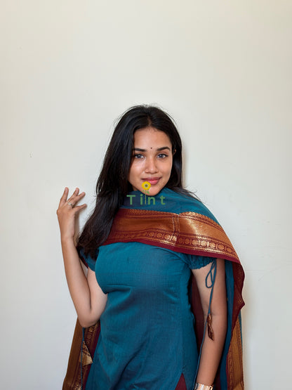 Rain Blue Kanchi Cotton kurta dupatta