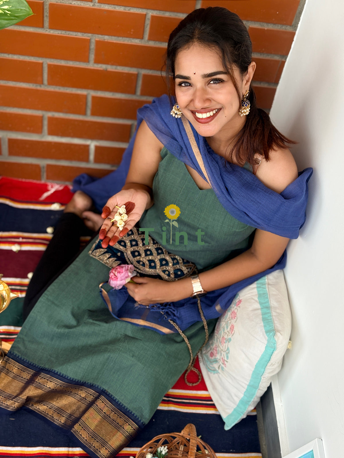 Sage green Kanchi Cotton with Kota Dupatta