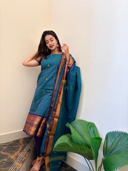 Peacock Feather Kanchi Cotton Kurta dupatta