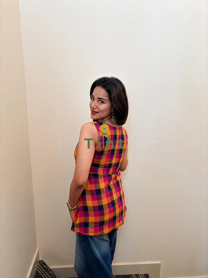 Assorted checks short kurta