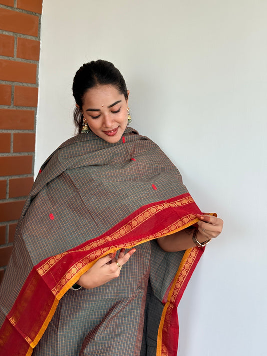Cement red Kanchi Cotton Kurta