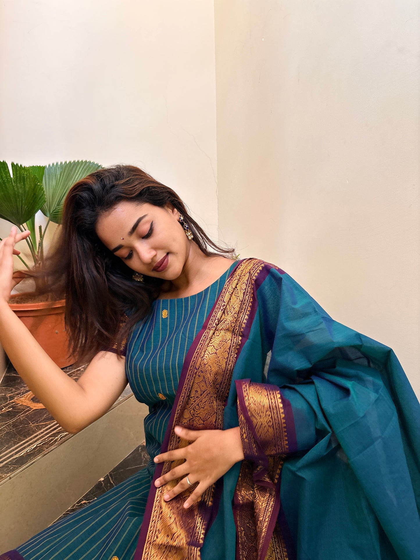 Peacock Feather Kanchi Cotton Kurta dupatta