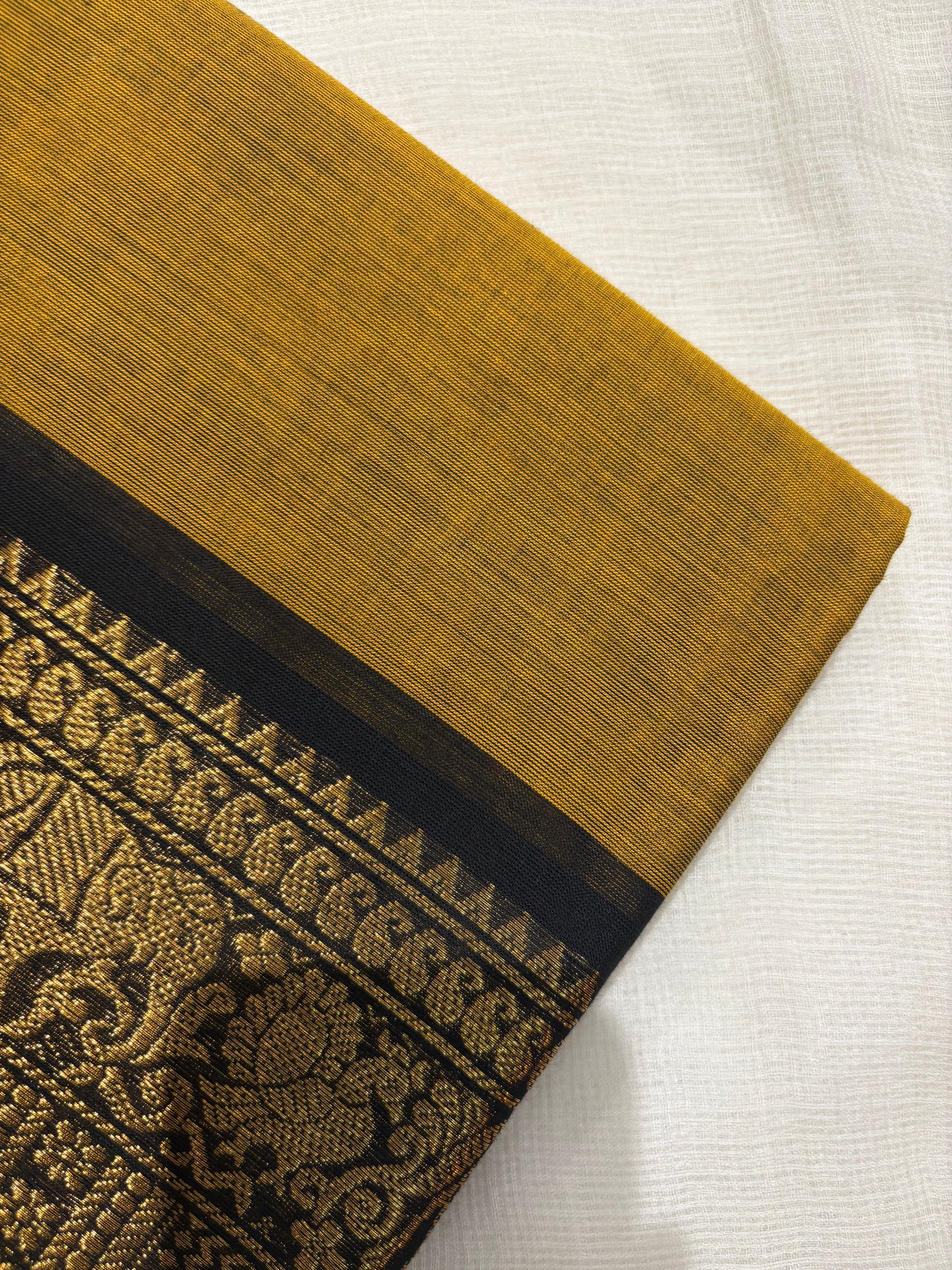 Mustard glow Kanchi cotton saree