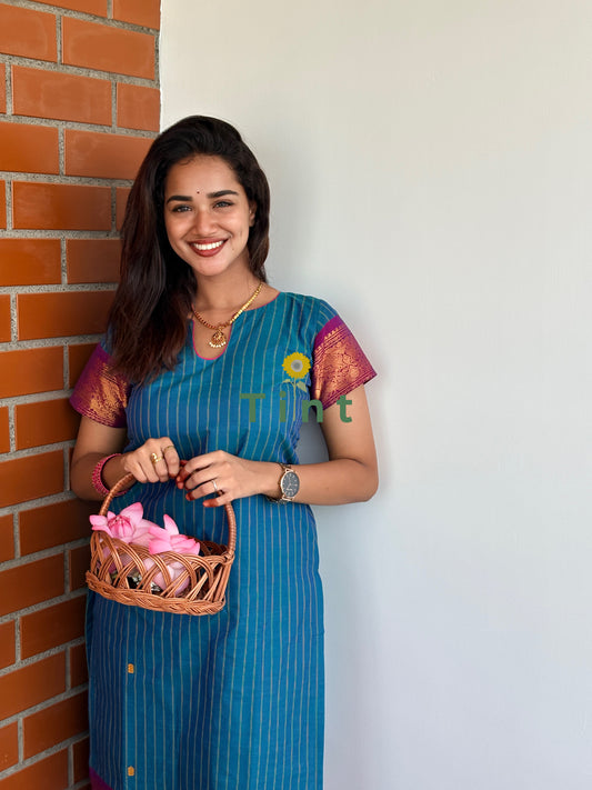 Peacock & bougainvillea garden Kurta