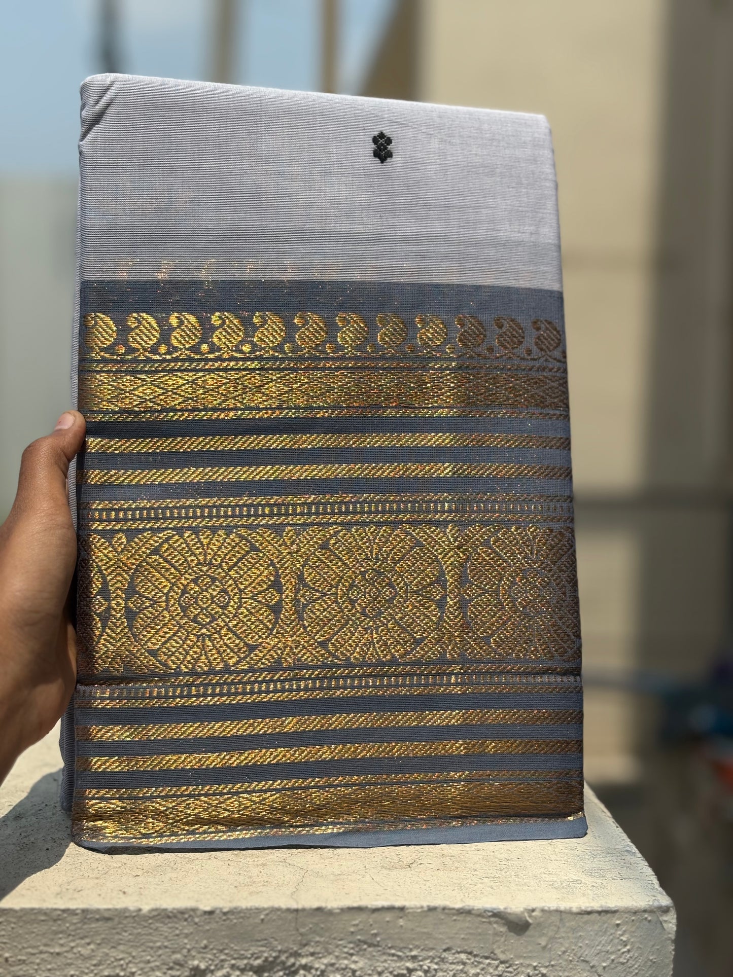 Cloud Whisper Kanchi cotton saree