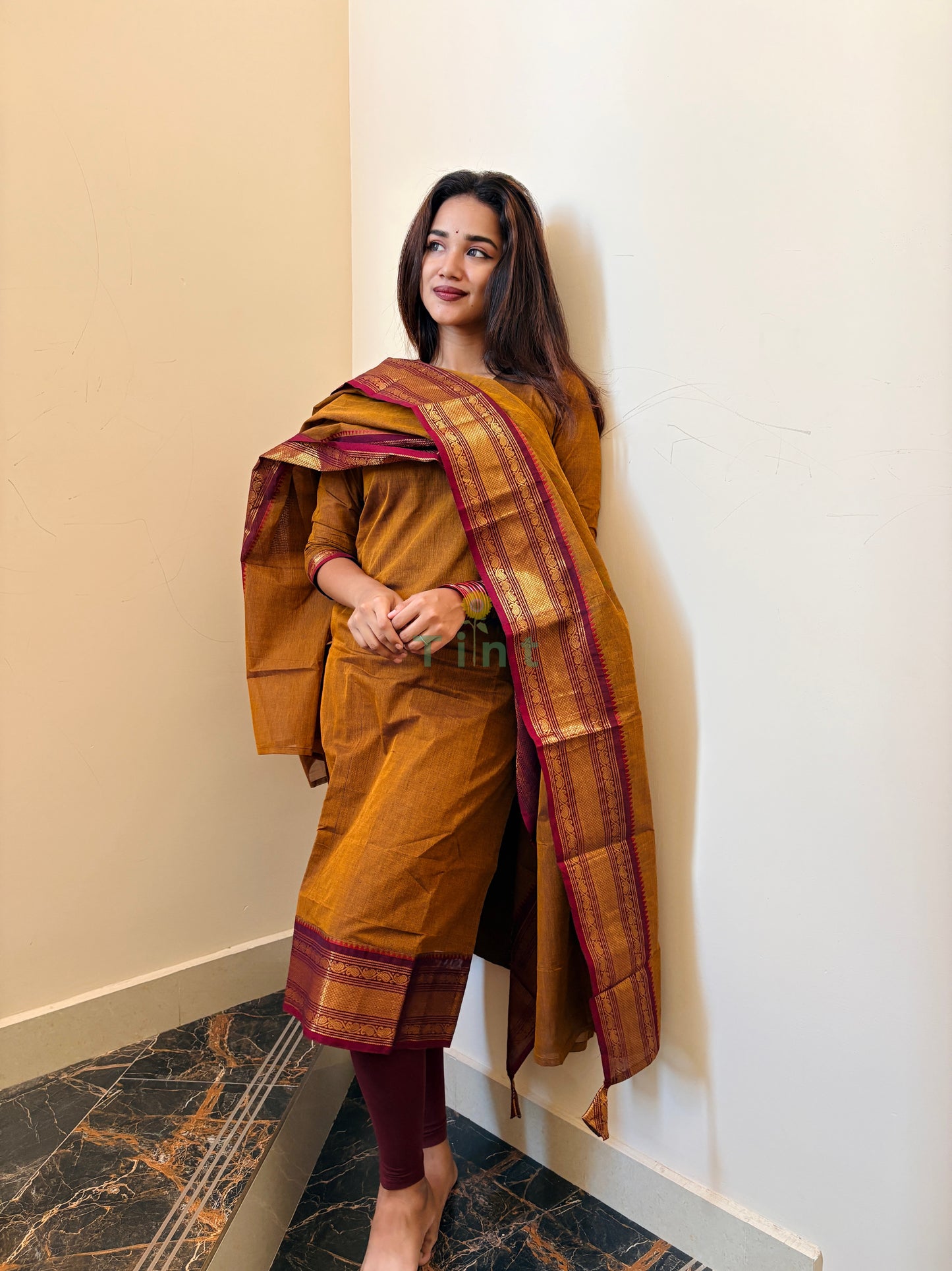 Manjal Veyil Kanchi Cotton Kurta dupatta