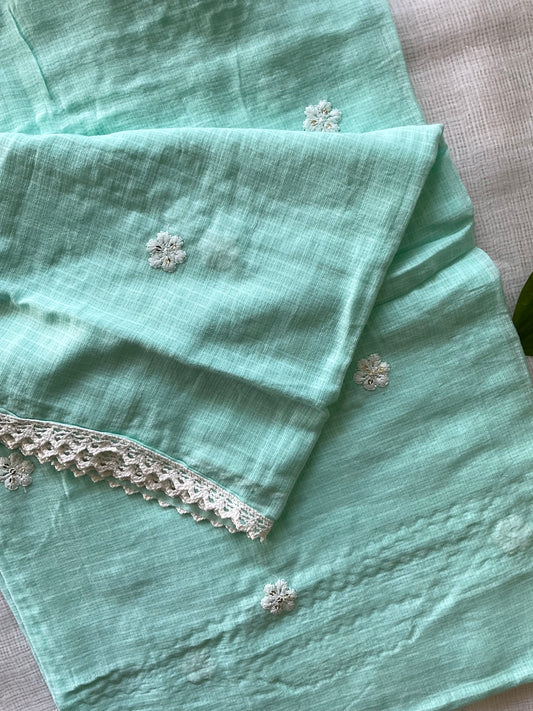Turquoise green striped suit set