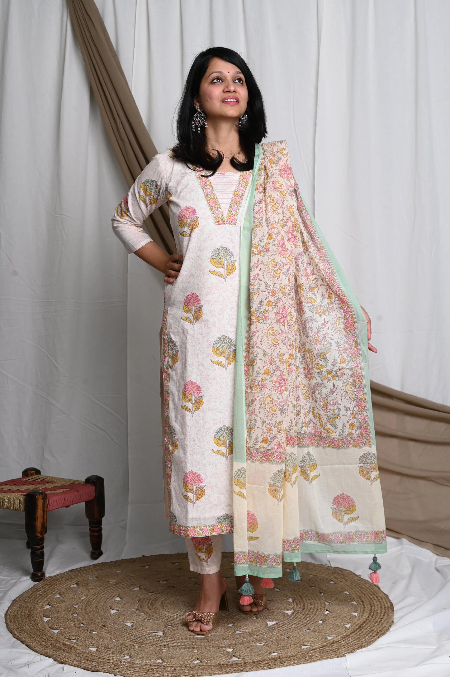 Light Mood Handblock Printed Cotton Suit Set