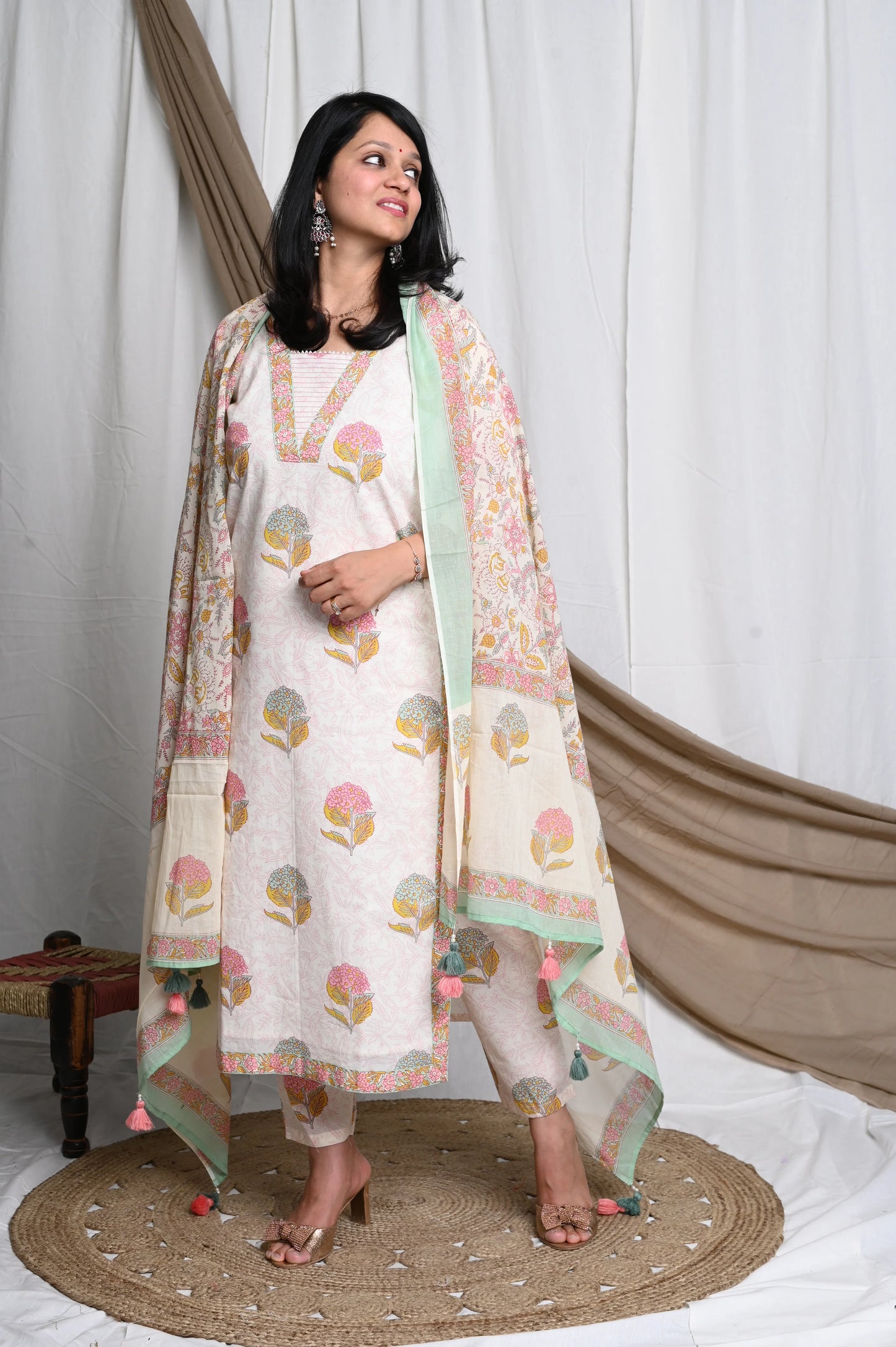 Light Mood Handblock Printed Cotton Suit Set