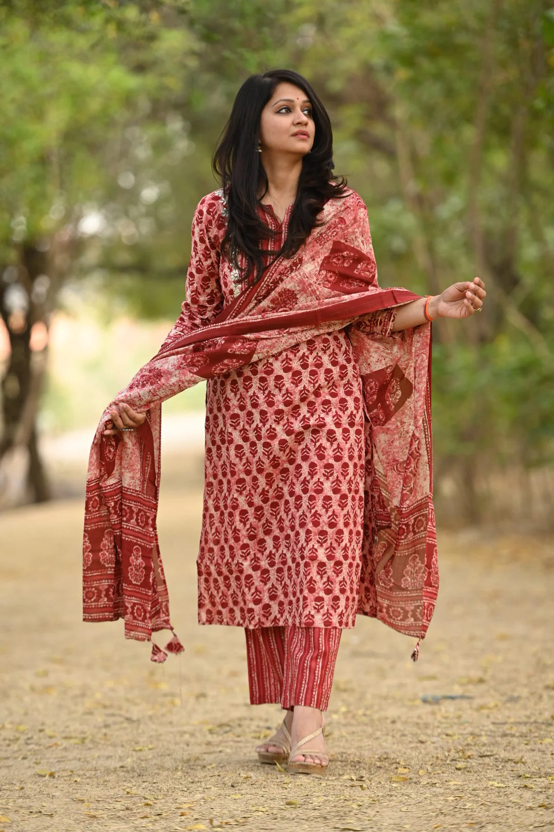 Brick Print Cotton Suit Set