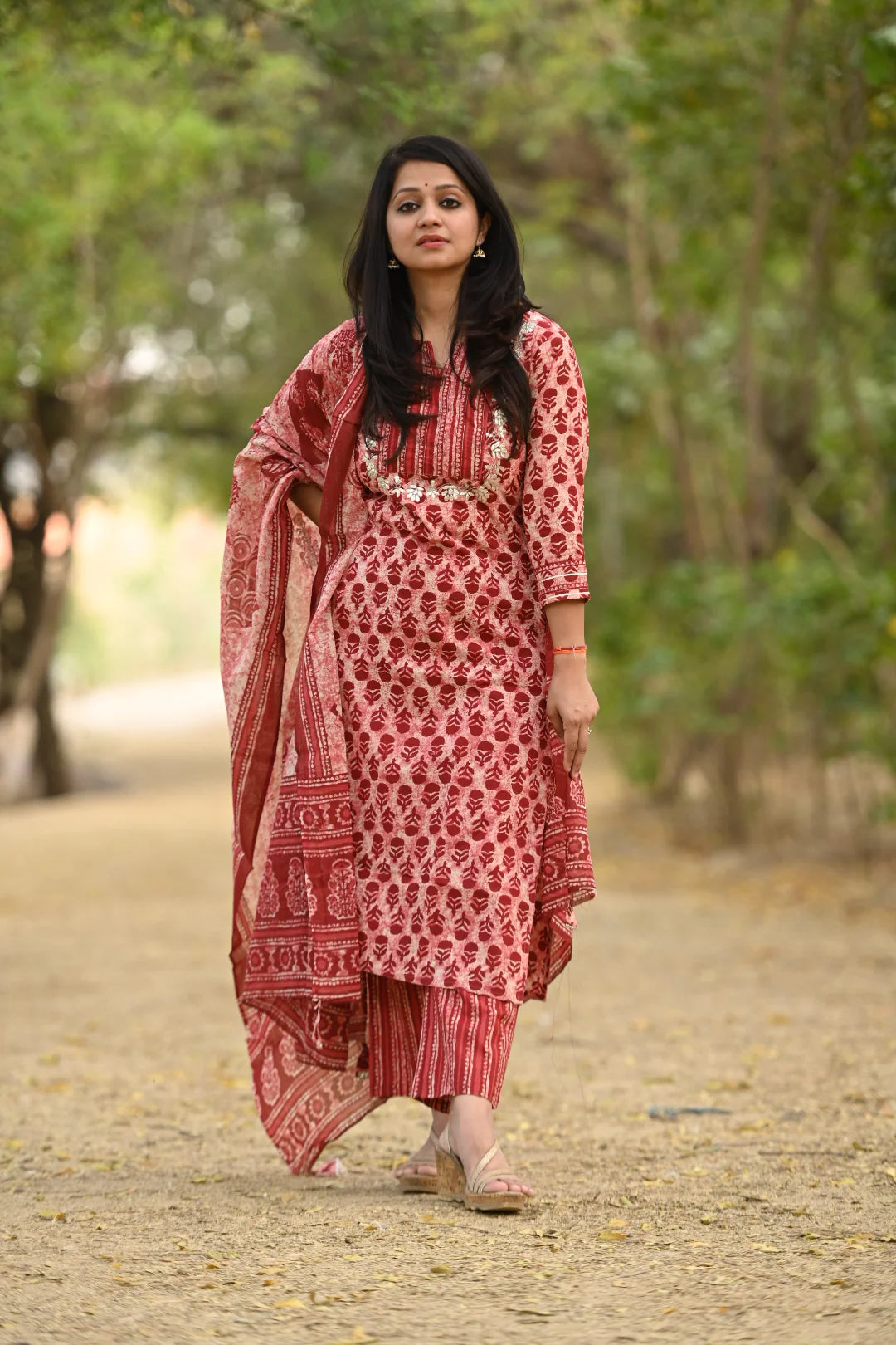 Brick Print Cotton Suit Set