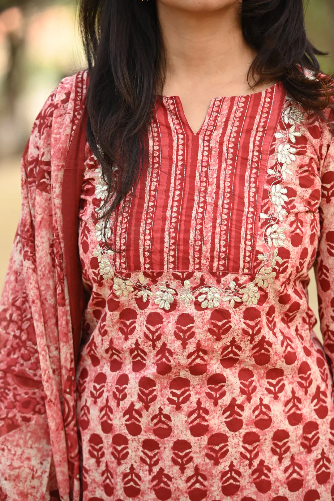 Brick Print Cotton Suit Set