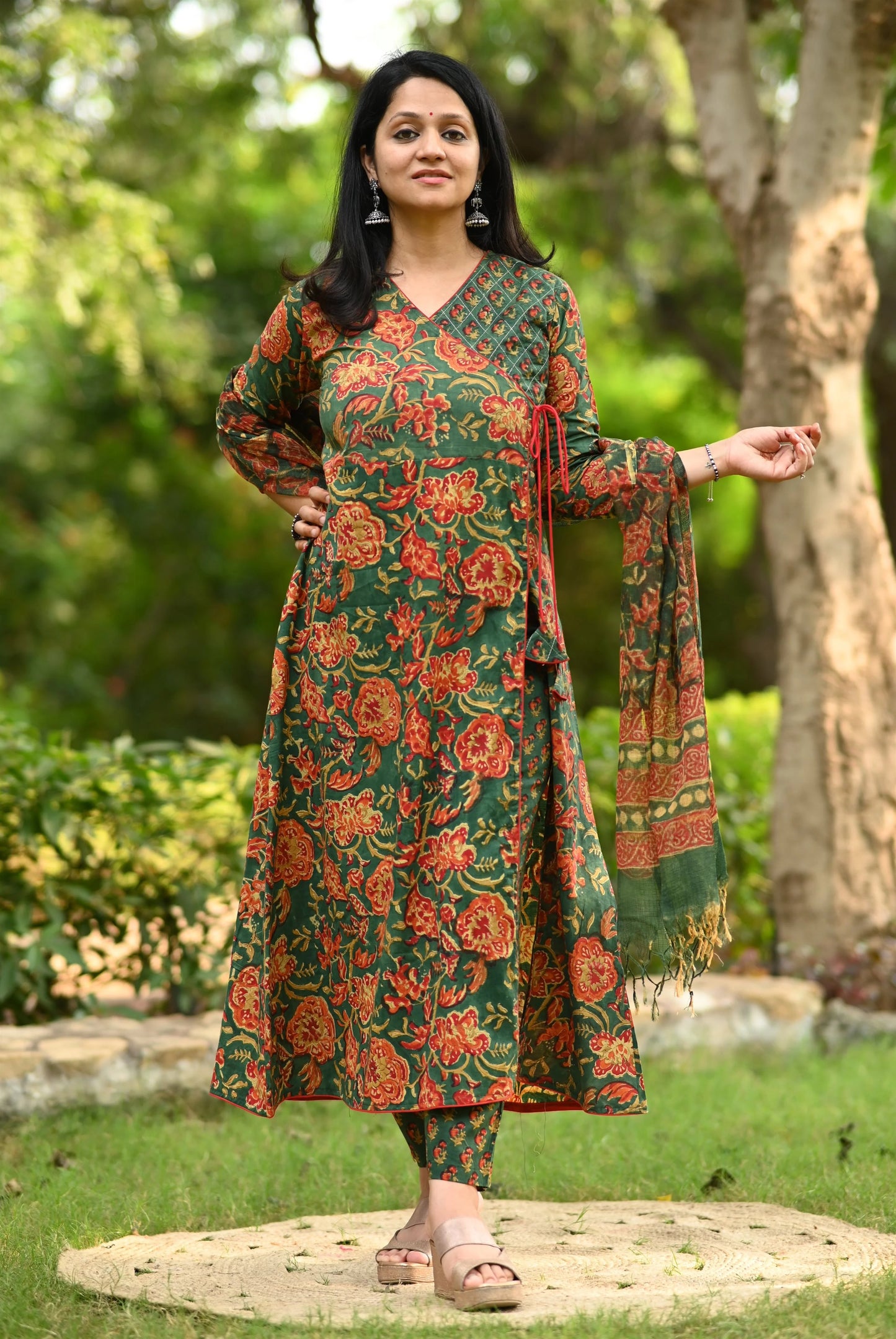 Autumn Noon Handblock A-Line Suit Set