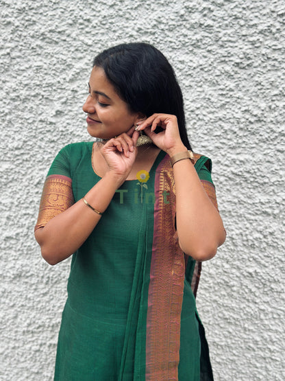 Heritage Green Kanchi Cotton Kurta dupatta