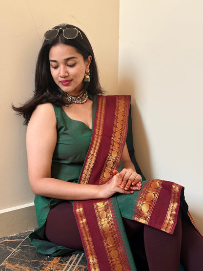 Kacha mango Kanchi Cotton Kurta dupatta