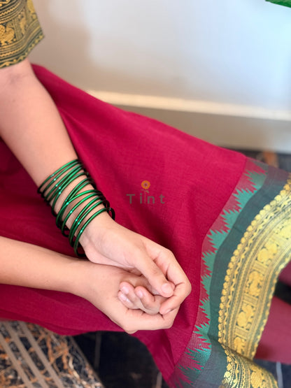 Hibiscus Kanchi Cotton Kurta with Kota Doria dupatta