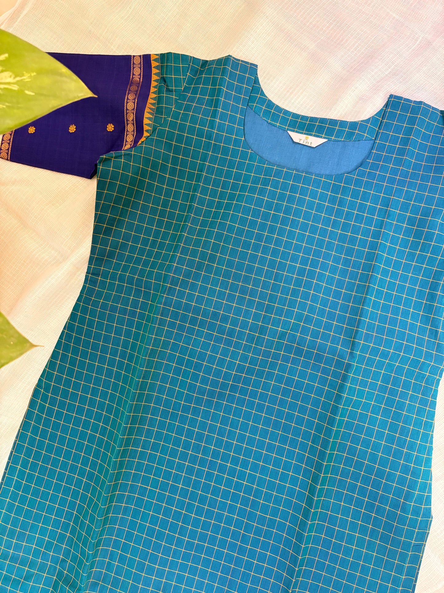 Blue kattam  Cotton Kurta dupatta