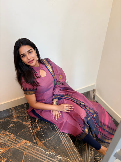 Nannari Pink Cotton kurta dupatta