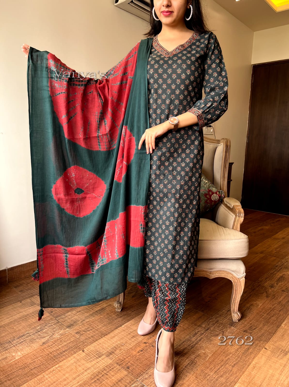 Green handblock Suit Set